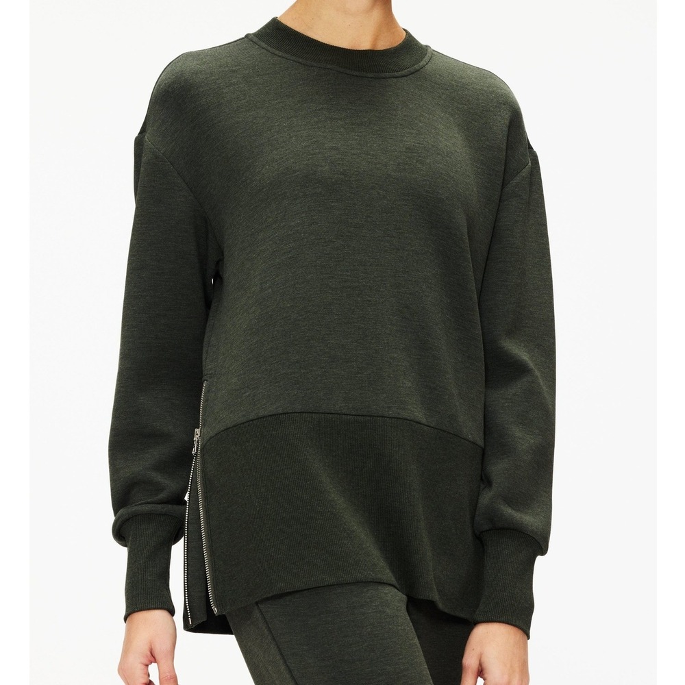NEW Varley Olive Marl Green Doublesoft Lowry Longline Sweatshirt Size Small